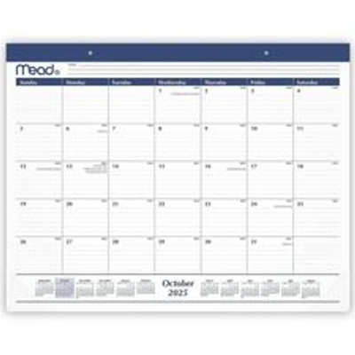Cambridge Basic 2025-2026 Monthly Desk Pad Calendar, Standard, 21 3/4" x 17" - Standard - Monthly - 15 Month - October 2025 to December 2026 - 1 Month Single Page Layout - 15" x 12" Sheet Size - Headband - Desk Pad - Black, White - Paper - Ruled D...