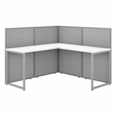 Bush Business Furniture Easy Office 60W L Shaped Cubicle Desk Workstation with 45H Panels - x 60" Width x 60" Depth - Material: Fabric, Thermofused Laminate (TFL) - Finish: Pure White, Silver Gray, Thermofused Laminate (TFL) - Durable, Cable Manag...