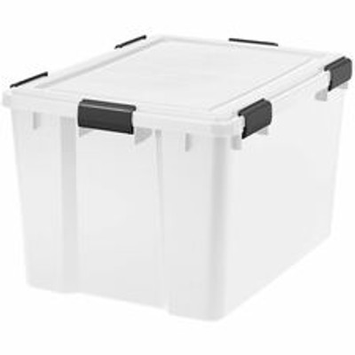 IRIS WeatherTight Heavy-duty Storage Tote - External Dimensions: 23.6" Length x 17.8" Width x 14.5" Height - 18.50 gal - Lid, Buckle Latch Closure - Heavy Duty - Stackable - Plastic, Polypropylene - Black, Clear Swatch - For Clothes, Document, Foo...