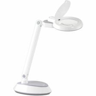 OttLite Space-Saving LED Magnifier Desk Lamp - 14.8" Height x 7.9" Width - 4.40 W LED Bulb - ClearSun LED, Glare-free Light, Adjustable Head, Foldable, Energy Saving, Adjustable Arm, Touch-activated - 324 lm Lumens - Desk Mountable - White - for D...