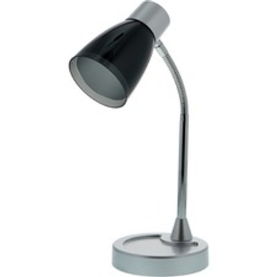 Bostitch Adjustable Desk Lamp, Black - 20" Height - 3 W LED Bulb - Polished Metal - Adjustable Head, Flicker-free, Glare-free Light, Gooseneck, Flexible, Eco-friendly - 250 lm Lumens - Desk Mountable, Table Top - Black, Silver - for Desk, Table, D...
