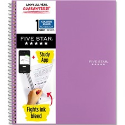 Five Star Wirebound Notebook - 1 Subject(s) - 100 Pages - Wire Bound - College Ruled Front Ruling - Letter - 8 1/2" x 11" Sheet Size - Purple Cover - Double Sided Sheet, Durable, Water Resistant, Wear Resistant, Tear Proof, Spill Resistant, Pocket...