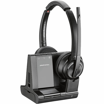 Poly Savi 8220 Office Stereo DECT 1920-1930 MHz Headset - Microsoft Teams Certification - Stereo - USB Type A, RJ-11 - Wired/Wireless - Bluetooth/DECT - 590 ft - 32 Ohm - 20 Hz to 20 kHz - On-ear, Over-the-head - Binaural - Supra-aural - Noise Can...