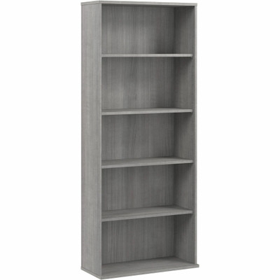 Bush Business Furniture Hustle Tall 5 Shelf Bookcase - 72" Height x 30" Width x 13" Depth - 5 Shelve(s) - 3 Adjustable Shelf(ves) - Material: Plastic, Metal, Thermofused Laminate (TFL), Engineered Wood - Finish: Platinum Gray - Durable, Scratch Re...