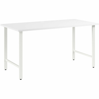 Bush Business Furniture Hustle 60W x 30D Computer Desk with Metal Legs - x 60" Width x 30" Depth - Material: Metal, Plastic, Thermofused Laminate (TFL), Engineered Wood - Finish: Thermofused Laminate (TFL), White - Durable, Scratch Resistant, Stai...