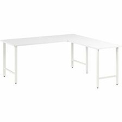 Bush Business Furniture Hustle 72W x 30D L Shaped Computer Desk with Metal Legs - x 72" Width x 30" Depth Desk - Material: Metal, Plastic, Thermofused Laminate (TFL), Engineered Wood - Finish: Thermofused Laminate (TFL), White - Durable, Scratch R...