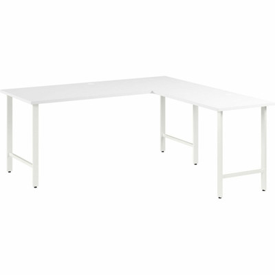 Bush Business Furniture Hustle 72W x 30D L Shaped Computer Desk with Metal Legs - x 72" Width x 30" Depth Desk - Material: Metal, Plastic, Thermofused Laminate (TFL), Engineered Wood - Finish: Thermofused Laminate (TFL), White - Durable, Scratch R...
