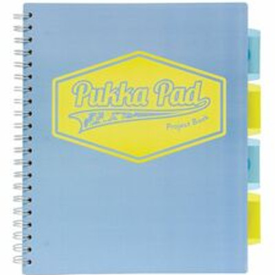 Pukka Pads Project Book US Letter size - 100 Sheets - 200 Pages - Printed - Spiral - Both Side Ruling Surface - Ruled Front Ruling - 0.31" Ruled - 3 Hole(s) - 80 g/m&#178; Grammage - Letter - 8 1/2" x 11" Sheet Size - Teal Polypropylene, Pink, Blu...