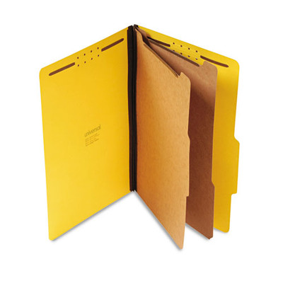 Bright Colored Pressboard Classification Folders, 2 Dividers, Legal Size, Yellow, 10/box Bright Colored Pressboard Classification Folders, 2 Dividers, Legal Size, Yellow, 10/box