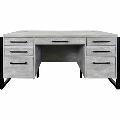 Martin Mason Concrete Laminate Unit - 31" Height x 66" Width x 30" Depth - 7 x Utility, Storage Drawer(s) - Double Pedestal - Material: Thermofused Laminate (TFL) - Finish: Concrete, Stone - Center Drawer, Storage Drawer, Cable Management, Grommet...