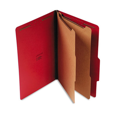 Bright Colored Pressboard Classification Folders, 2 Dividers, Legal Size, Ruby Red, 10/box Bright Colored Pressboard Classification Folders, 2 Dividers, Legal Size, Ruby Red, 10/box