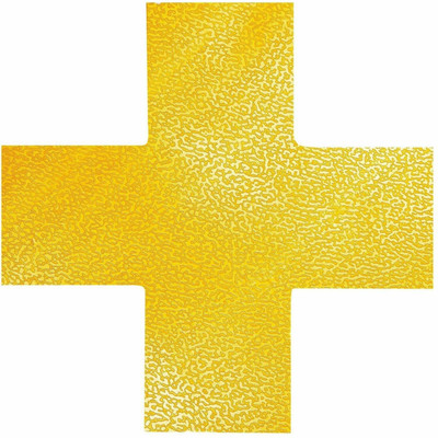 DURABLE Floor Marking Shape: Cross - 10 PK - 3.9" Width x 5.9" Depth - Cross Shape - Abrasion Resistant, Durable, Self-adhesive, Easy Installation, Slip Resistant, Permanent Adhesive - Safety, Walking Area, Driving Area, Indoor - Plastic - Yellow ...