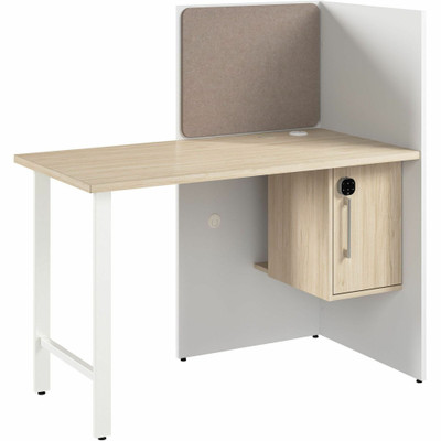 Bush Business Furniture Hustle Collection - x 1" Thickness, 48" Height x 47" Width x 24" Depth - 1 Adjustable Shelf(ves) - Material: Metal, Plastic, Thermofused Laminate (TFL), Melamine, Laminate, Engineered Wood, Paper - Finish: Natural Elm, Whit...