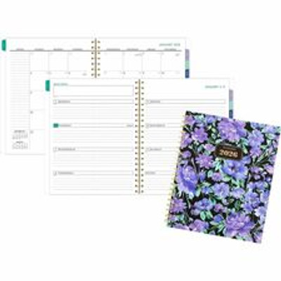 At-A-Glance BADGE Weekly/Monthly Planner - Weekly, Monthly - 13 Month - January 2026 to January 2026 - Letter - 8 1/2" x 11" Sheet Size - Twin Wire - Badge Floral, Purple - Paper - Poly Cover - Bleed Resistant Paper, Planning Sheet, Durable Cover,...