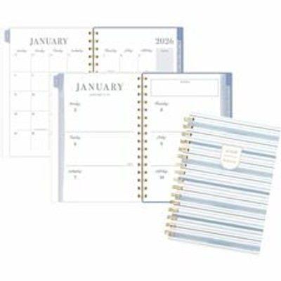 Cambridge Leah Bisch Weekly Monthly Planner - Weekly, Monthly - 12 Month - January 2026 to December 2026 - 5 1/2" x 8 1/2" Sheet Size - Twin Wire - Ciara Stripe - Poly Cover - Monthly Planner, Planner Page, Yearly Planner, Unruled Planning Space, ...