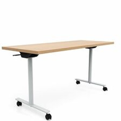 Safco Jurni Flip Table with Casters - Powder Coated T-shaped Base - Modern Style x 60" Table Top Width x 24" Table Top Depth x 1.10" Table Top Thickness - 29" Height - Classroom, Training Room - Assembly Required - Fusion Maple - Laminate Top Mate...