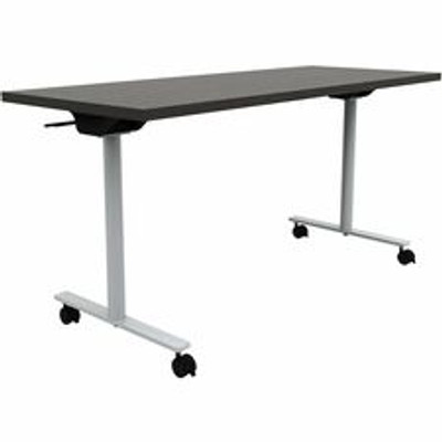 Safco Jurni Flip Table with Casters - Powder Coated T-shaped Base - Modern Style x 60" Table Top Width x 24" Table Top Depth x 1.10" Table Top Thickness - 29" Height - Classroom, Training Room - Assembly Required - Asian Night - Laminate Top Mater...