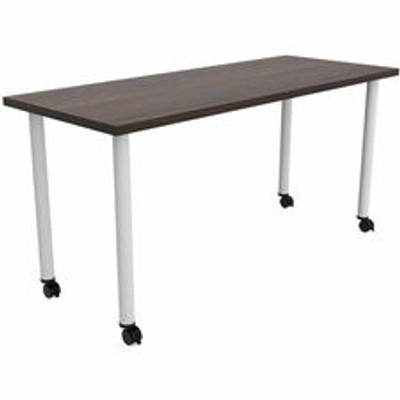 Safco Jurni Multi-Purp. Table w/Post Leg & Casters - Powder Coated Post Leg Base - 60" Table Top Width x 24" Table Top Depth x 1.10" Table Top Thickness - 29" Height - Multipurpose - Assembly Required - Columbian Walnut - Laminate Top Material - 1...