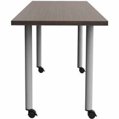 Safco Jurni Multi-Purpose Table with Post Leg & Casters - Laminated Top - Powder Coated Post Leg Base - 72" Table Top Width x 24" Table Top Depth x 1.10" Table Top Thickness - 29" Height - Multipurpose - Assembly Required - Columbian Walnut - Lami...