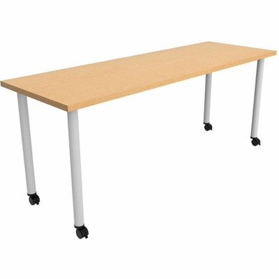 Safco Jurni Multi-Purpose Table with Post Leg & Casters - Laminated Top - Powder Coated Post Leg Base - 72" Table Top Width x 24" Table Top Depth x 1.10" Table Top Thickness - 29" Height - Multipurpose - Assembly Required - Fusion Maple - Laminate...