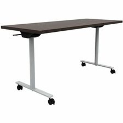 Safco Jurni Flip Table with Casters - Laminated Top - Powder Coated T-shaped Base - 72" Table Top Width x 24" Table Top Depth x 1.10" Table Top Thickness - 29" Height - Classroom, Training Room - Assembly Required - Columbian Walnut - Laminate Top...
