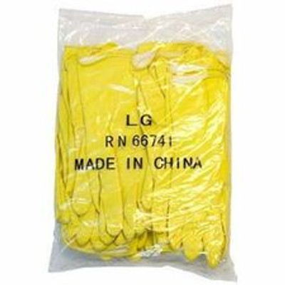 ProWorks Latex Flock Lined 16 Mil Glove Yellow Large Bulk Pack - 16 mil Thickness x 12" Glove Length - Animal Fat, Chemical Protection - Large Size - Neoprene Latex - Yellow - Fish Scale Grip, Flock-lined, Chemical Resistant, Fat Resistant - For D...