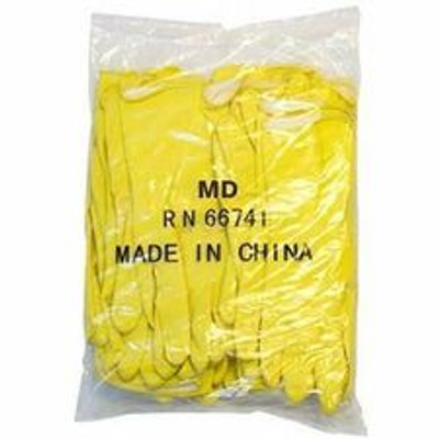 ProWorks Latex Flock Lined 16 Mil Glove Yellow Medium Bulk Pack - 16 mil Thickness x 12" Glove Length - Animal Fat, Chemical Protection - Medium Size - Neoprene Latex - Yellow - Fish Scale Grip, Flock-lined, Chemical Resistant, Fat Resistant - For...