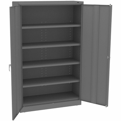 Tennsco Deluxe Jumbo Storage Cabinet - 48" Width x 18" Depth x 78" Height - 5 x Shelf(ves) - 2 x Standard Door(s) - 400 lb Load Capacity - Hinged Door, Welded, Locking Door, Locking Mechanism, Adjustable Leveler - Medium Gray - Steel, Nylon - Recy...