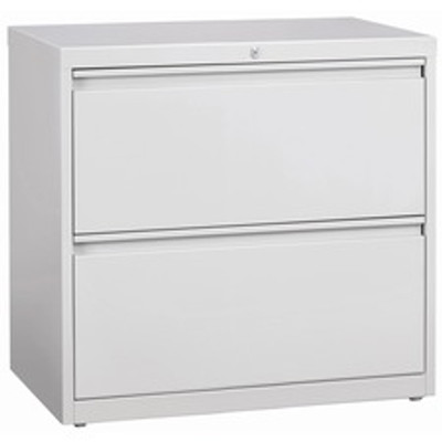 Lorell Fortress Series Lateral File - 36" Width x 18.6" Depth x 28.1" Height - 2 x Drawer(s) for File - Legal, Letter, A4 - Lateral - Rust Proof, Leveling Glide, Interlocking, Ball-bearing Suspension, Label Holder, Hanging Rail - Light Gray - Bake...