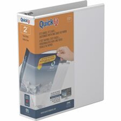 QuickFit Clear-View Binder, 3-Ring Binder, Round Ring, 2 Inch, White - 2" Binder Capacity - Letter - 8 1/2" x 11" Sheet Size - 400 Sheet Capacity - 3 x 2" Ring(s) - Fastener(s): Round Ring - Pocket(s): Internal - Polypropylene - White - Recycled -...