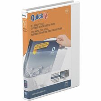 QuickFit View Binder, 3-Ring Binder, Angle D Ring, 5/8 Inch, White - 5/8" Binder Capacity - Letter - 8 1/2" x 11" Sheet Size - 150 Sheet Capacity - 3 x 0.63" Ring(s) - Fastener(s): D-Ring - Pocket(s): Internal - Polypropylene - White - Recycled - ...