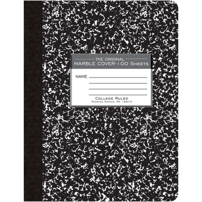 Roaring Spring College Ruled Hard Cover Composition Book - 100 Sheets - 200 Pages - Printed - Sewn/Tapebound - Both Side Ruling Surface - Red Margin - 15 lb Basis Weight - 56 g/m&#178; Grammage - 9 3/4" x 7 1/2" Sheet Size - 0.50" Height x 7.5" Wi...