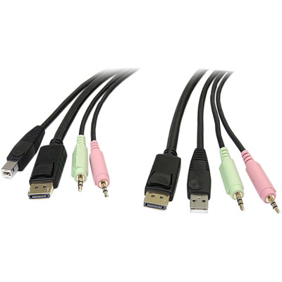 StarTech.com 6 ft 4-in-1 USB DisplayPort KVM Switch Cable - 6 ft KVM Cable for KVM Switch, Peripheral Device, Audio Device, Microphone, Keyboard/Mouse, Computer, PC, Switch - First End: 1 x 20-pin DisplayPort Digital Audio/Video - Male, 1 x 4-pin ...