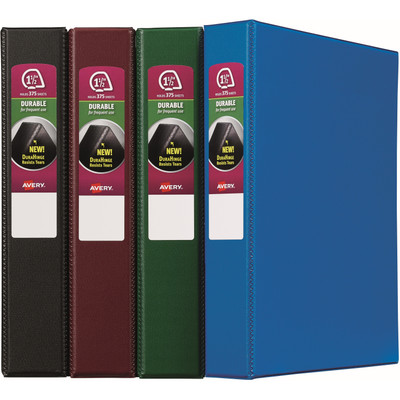 Avery&reg; Durable Binder - 1 1/2" Binder Capacity - Letter - 8 1/2" x 11" Sheet Size - 375 Sheet Capacity - 3 Ring(s) - Fastener(s): Slant Ring - Pocket(s): 2 - Polypropylene - Blue, Maroon - Recycled - Pocket, Durable, Long Lasting, Tear Resista...
