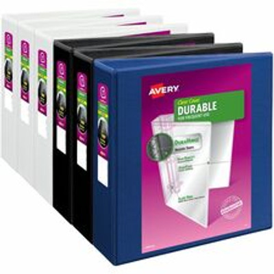Avery&reg; Durable View 3 Ring Binder - 3" Binder Capacity - Letter - 8 1/2" x 11" Sheet Size - 635 Sheet Capacity - 635 Ring(s) - Fastener(s): Slant Ring - Pocket(s): 2 - Polypropylene - Blue, White - Adhesive, Durable, Flexible, Pocket, Recyclab...