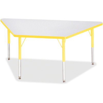 Jonti-Craft Berries Elementary Height Prism Edge Trapezoid Table - Laminated Trapezoid, Yellow Top - Four Leg Base - 4 Legs - Height Adjustable - 15" to 24" Adjustment - 60" Table Top Length x 30" Table Top Width x 1.13" Table Top Thickness - 24" ...