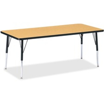 Jonti-Craft Berries Elementary Height Color Top Rectangle Table - Black Oak Rectangle, Laminated Top - Four Leg Base - 4 Legs - Height Adjustable - 15" to 24" Adjustment - 72" Table Top Length x 30" Table Top Width x 1.13" Table Top Thickness - Ar...