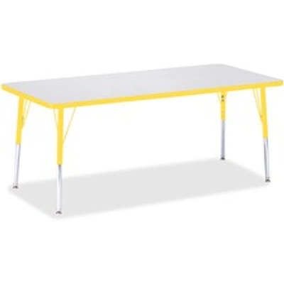 Jonti-Craft Berries Elementary Height Color Edge Rectangle Table - Gray Rectangle Top - Four Leg Base - 4 Legs - Height Adjustable - 15" to 24" Adjustment - 72" Table Top Length x 30" Table Top Width x 1.13" Table Top Thickness - 24" Height - Art,...