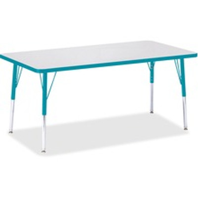 Jonti-Craft Berries Adult Height Color Edge Rectangle Table - Laminated Rectangle, Teal Top - Four Leg Base - 4 Legs - Height Adjustable - 24" to 31" Adjustment - 60" Table Top Length x 30" Table Top Width x 1.13" Table Top Thickness - 31" Height ...