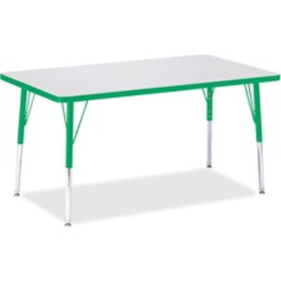Jonti-Craft Berries Adult Height Color Edge Rectangle Table - Green Rectangle, Laminated Top - Four Leg Base - 4 Legs - Height Adjustable - 24" to 31" Adjustment - 48" Table Top Length x 30" Table Top Width x 1.13" Table Top Thickness - 31" Height...