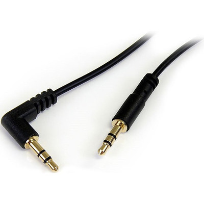 StarTech.com 3 ft Slim 3.5mm to Right Angle Stereo Audio Cable - M/M - 3 ft Mini-phone Audio Cable for Audio Device, iPhone, iPod, iPad, MP3 Player, Sound Card - First End: 1 x Mini-phone Stereo Audio - Male - Second End: 1 x Mini-phone Stereo Aud...