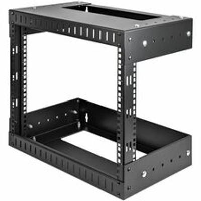 StarTech.com 8U Open Frame Wall Mount Equipment Rack - Adjustable Depth - For LAN Switch, Patch Panel, Server, Computer - 8U Rack Height x 19" Rack Width - Wall Mountable Open Frame - 2 Post - Black - SPCC, Steel, Cold Rolled Steel - 135 lb Maximu...
