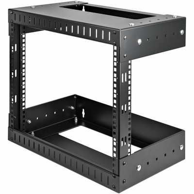 StarTech.com 8U Open Frame Wall Mount Equipment Rack - Adjustable Depth - For LAN Switch, Patch Panel, Server, Computer - 8U Rack Height x 19" Rack Width - Wall Mountable Open Frame - 2 Post - Black - SPCC, Steel, Cold Rolled Steel - 135 lb Maximu...