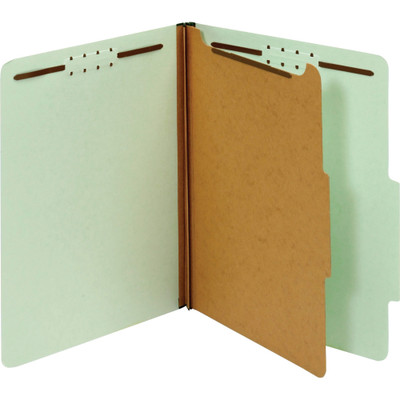 Pendaflex 2/5 Tab Cut Letter Recycled Classification Folder - 8 1/2&quot; x 11&quot; - 2&quot; Expansion - 4 Fastener(s) - 2&quot; Fastener Capacity - Top Tab Location - Right of Center Tab Position - 1 Divider(s) - 25 pt. - Pressboard, Pressboard - Gray, Green - Tyv...
