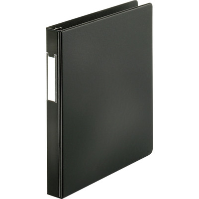 Business Source Slanted D-ring Binders - 1" Binder Capacity - 3 Ring(s) - Fastener(s): D-Ring - Pocket(s): 2, Internal - Chipboard, Polypropylene - Black - PVC-free, Non-stick, Spine Label, Gap-free Ring, Non-glare, Heavy Duty, Open and Closed Tri...