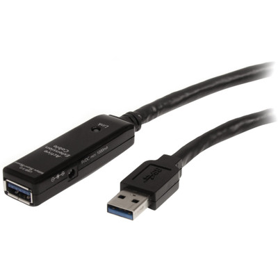 StarTech.com 5m USB 3.0 Active Extension Cable - M/F - 16.40 ft USB Data Transfer Cable for PC, MAC - First End: 1 x 9-pin USB 3.0 Type A - Male - Second End: 1 x 9-pin USB 3.0 Type A - Female - 5 Mbit/s - Extension Cable - Shielding - Nickel Plat...