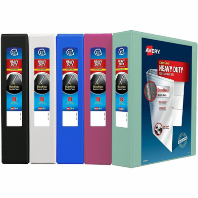 Avery Heavy-Duty View Binder - 1 1/2" Binder Capacity - Letter - 8 1/2" x 11" Sheet Size - 375 Sheet Capacity - 2 1/10" Spine Width - 3 x 1.50" Ring(s) - Fastener(s): Slant Ring - Pocket(s): 4, Internal - Polypropylene - Black, White, Pacific Blue...