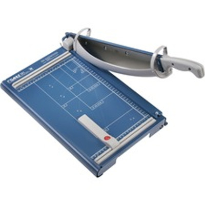 Dahle 561 Premium Guillotine Trimmer - 35 Sheet Cutting Capacity - 14" Cutting Length - 3.3" Height x 10.4" Width x 17.4" Length - Self-sharpening, Automatic Clamp, Safety Guard, Self-sharpening, Adjustable Alignment Guide, Metal Base, Screened Gu...