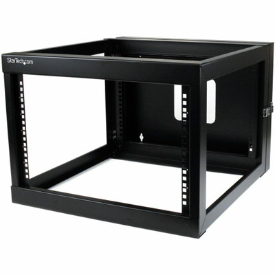 StarTech.com 6U 22in Depth Hinged Open Frame Wall Mount Server Rack - For LAN Switch, Patch Panel, Server, A/V Equipment, Computer - 6U Rack Height x 19" Rack Width - Wall Mountable Open Frame - 4 Post - Black - SPCC - 109.70 lb Maximum Weight Cap...