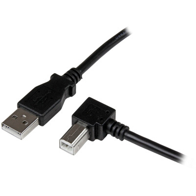 StarTech.com USB 2.0 A to Right Angle B Cable - M/M - 6.56 ft USB/USB-B Data Transfer Cable for Printer, Scanner, External Hard Drive - First End: 1 x 4-pin USB 2.0 Type A - Male - Second End: 1 x 4-pin USB 2.0 Type B - Male - 480 Mbit/s - Shieldi...